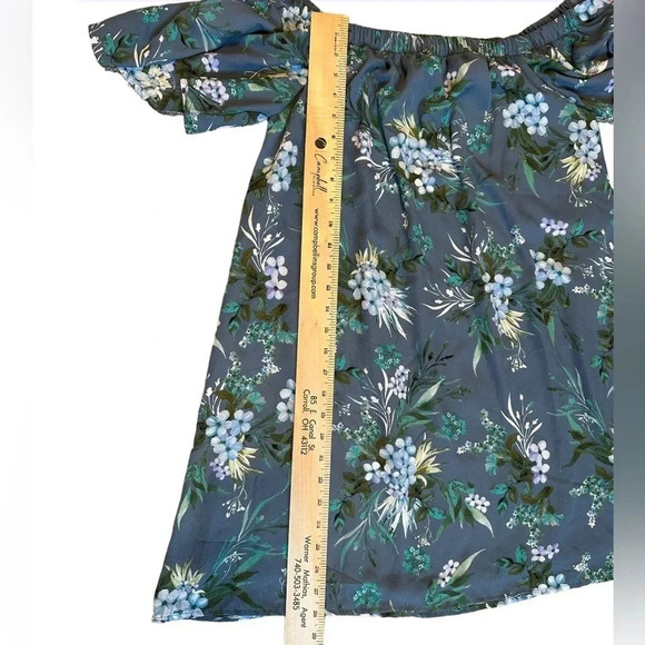 Altar'd State Dress NWT Floral Tie Off Shoulder Lined Blue Women’s Medium - Picture 7 of 10